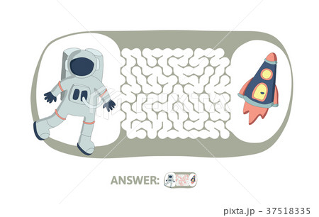 Children's maze with astronaut and rocket. Puzzle 37518335
