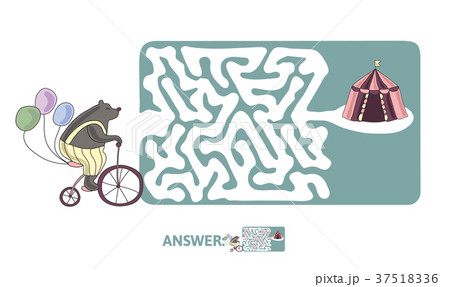 Children's maze with bear on a bike and circus 37518336