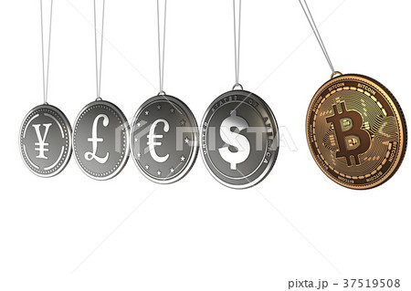 Bitcoins in blockchain cryptocurrency concept Bitcoins in blockchain cryptocurrency concept 37519508
