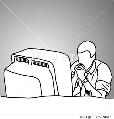 stressed businessman looking at computer screen 37519687