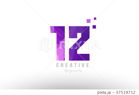 Pink number logo 12 with squares Pink number logo 12 with squares 37519712