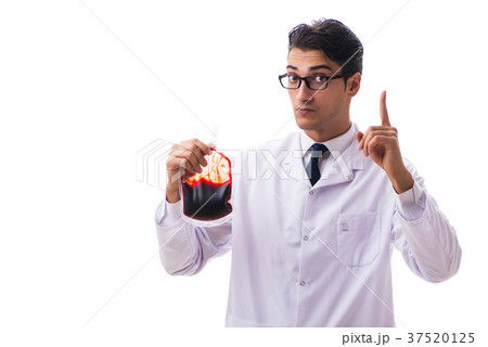 Doctor in blood donation concept isolated on white 37520125