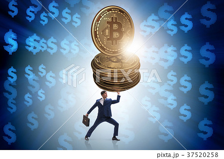 Businessman holding bitcoin in cryptocurrency 37520258
