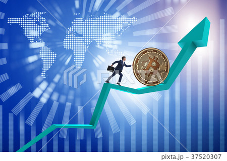 Businessman pushing bitcoin in cryptocurrency 37520307