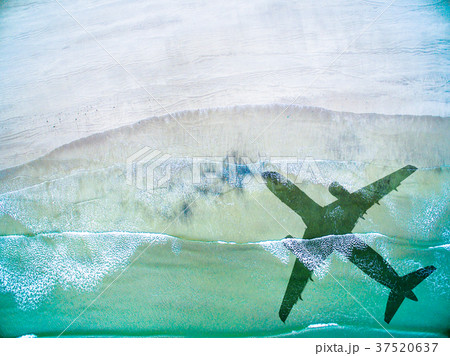 Aerial View of lonely beach with shadow of Aerial View of lonely beach with shadow of 37520637