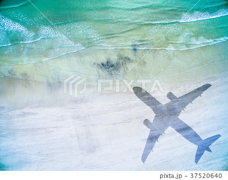 Aerial View of lonely beach with shadow of Aerial View of lonely beach with shadow of 37520640