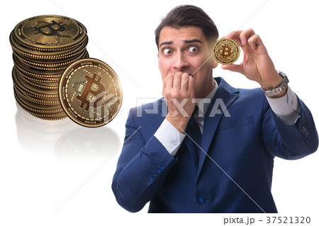 Businessman sad about bitcoin price crash Businessman sad about bitcoin price crash 37521320