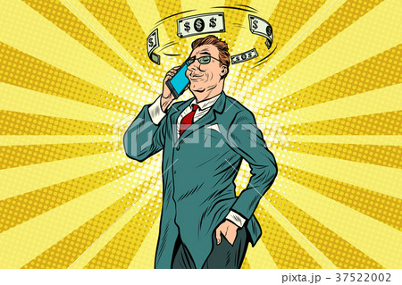 Businessman talking on the phone about finances 37522002