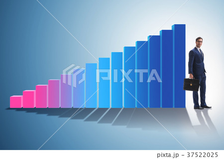 Young businessman in business concept with bar Young businessman in business concept with bar 37522025