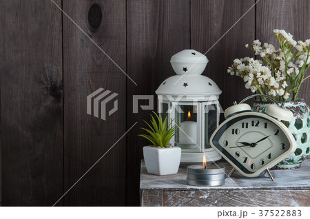 Bedroom decor on wooden background 37522883