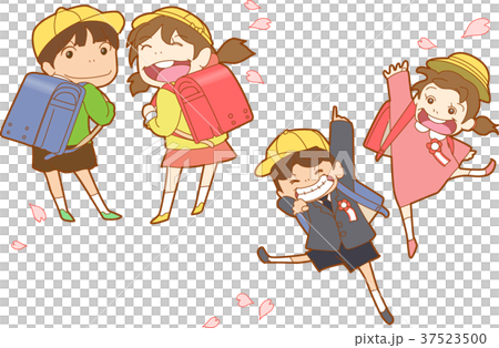 入学式ー元気な男の子と女の子ーのイラスト素材