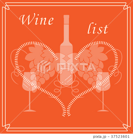 bottle of wine, glasses, grapes and heart in frame 37523601