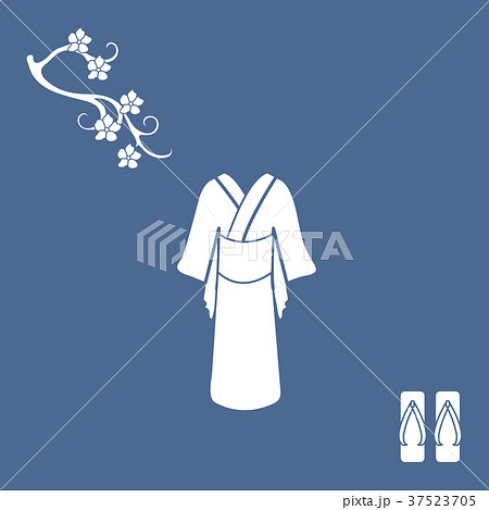 Cute illustration of branch of cherry blossoms and 37523705