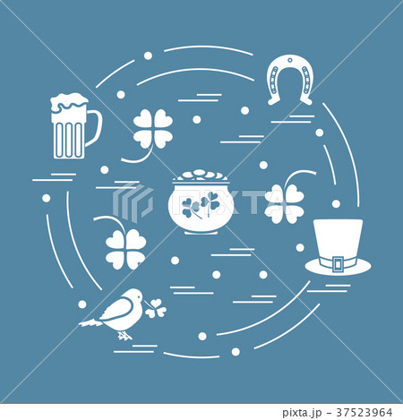 different symbols for St Patrick's Day arranged in 37523964