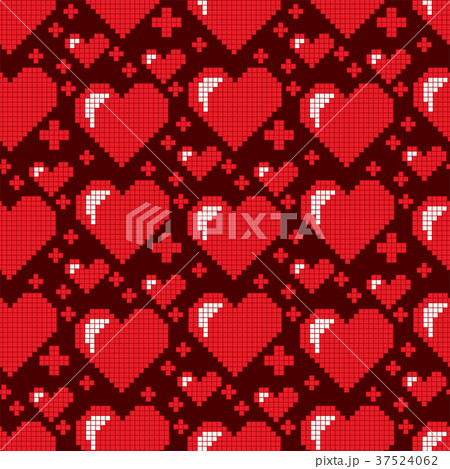 Simple red heart sharp vector seamless pattern 37524062