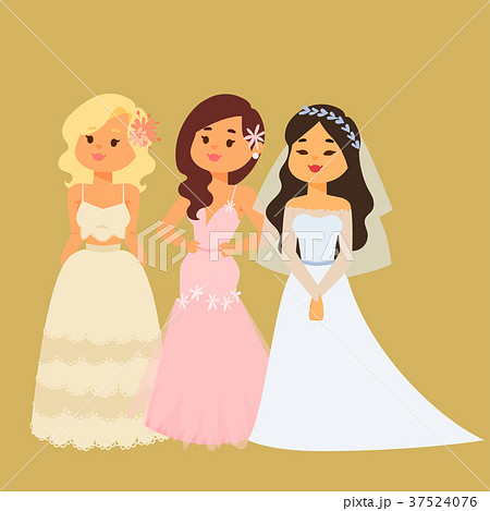 Wedding brides characters vector illustration 37524076