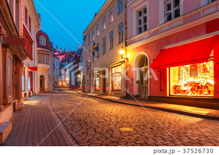 Evening street in the Old Town, Tallinn, Estonia Evening street in the Old Town, Tallinn, Estonia 37526730