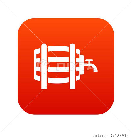 Wooden barrel with tap icon digital red Wooden barrel with tap icon digital red 37528912