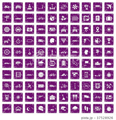 100 ride icons set grunge purple 37528926