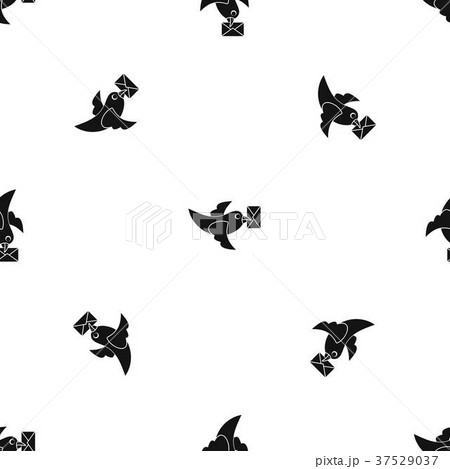 Pigeon fly with mail pattern seamless black 37529037