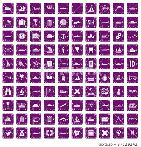100 shipping icons set grunge purple 37529242