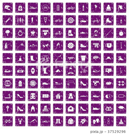 100 shoe icons set grunge purple 37529296