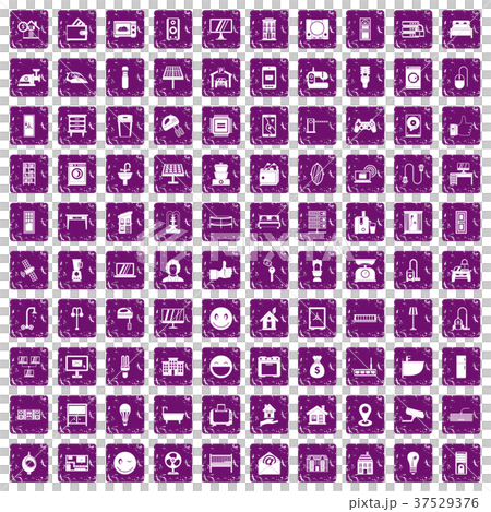 100 smart house icons set grunge purple 37529376