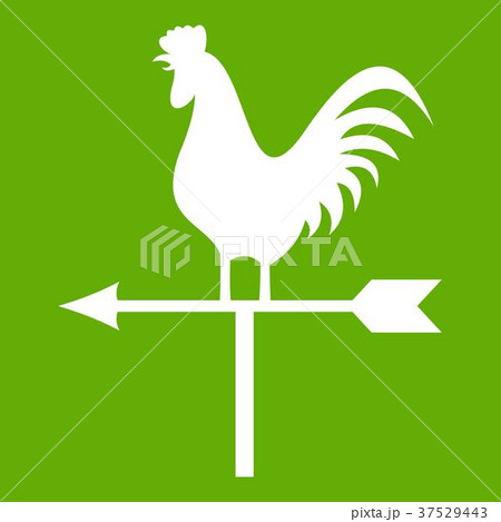 Weather vane with cock icon green Weather vane with cock icon green 37529443