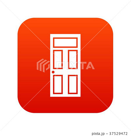 Wooden door with glass icon digital red 37529472