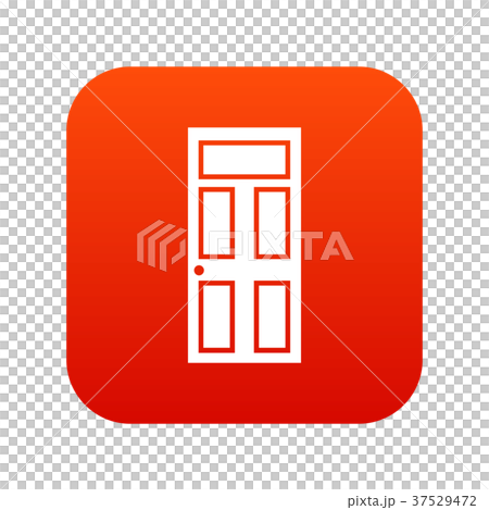 Wooden door with glass icon digital red 37529472