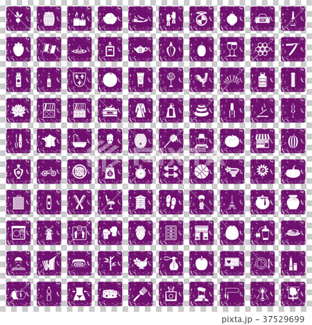100 beauty product icons set grunge purple 37529699