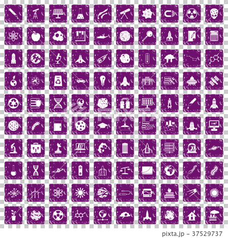 100 space icons set grunge purple 100 space icons set grunge purple 37529737