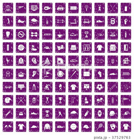 100 sport club icons set grunge purple 37529763