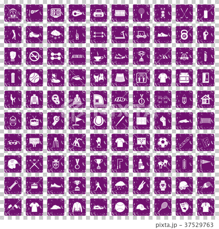 100 sport club icons set grunge purple 37529763