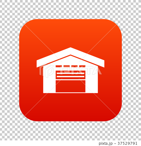 Warehouse Icon Digital Red Stock Illustration