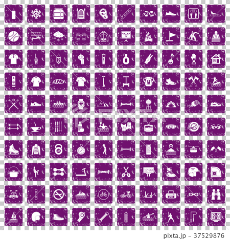 100 sport life icons set grunge purple 100 sport life icons set grunge purple 37529876