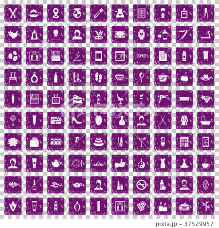 100 beauty salon icons set grunge purple 37529957