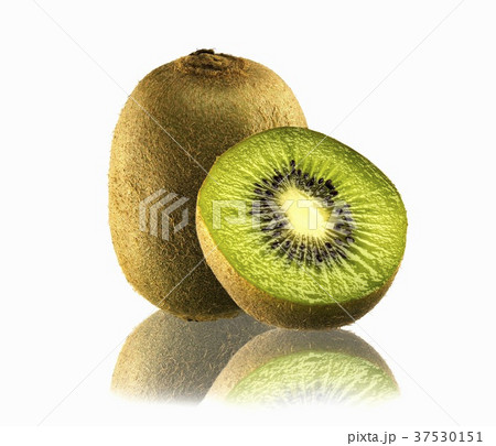 Whole kiwi fruit and half a kiwi fruit with reflection Whole kiwi fruit and half a kiwi fruit with reflection 37530151