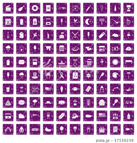 100 street food icons set grunge purple 100 street food icons set grunge purple 37530239