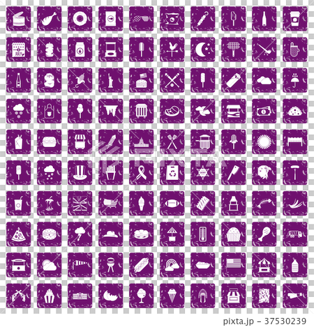 100 street food icons set grunge purple 100 street food icons set grunge purple 37530239