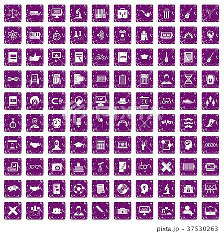 100 student icons set grunge purple 37530263