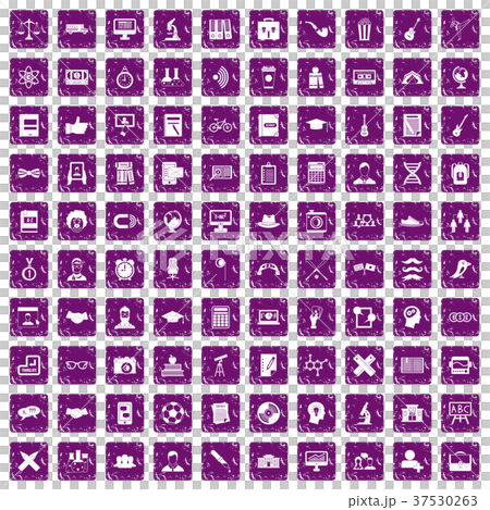 100 student icons set grunge purple 37530263