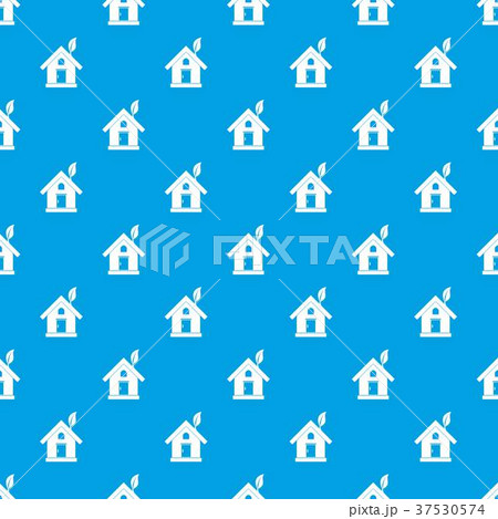 Eco house concept pattern seamless blue Eco house concept pattern seamless blue 37530574