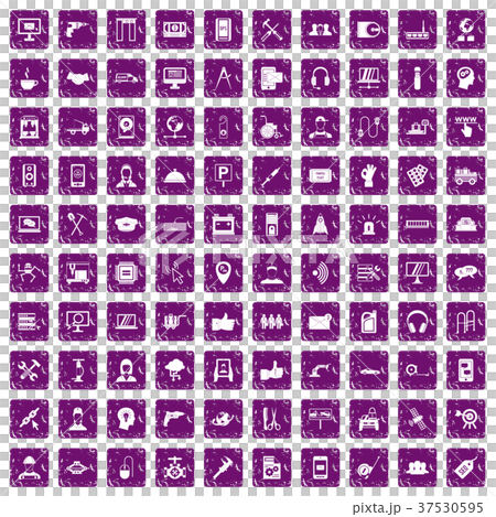 100 support icons set grunge purple 100 support icons set grunge purple 37530595