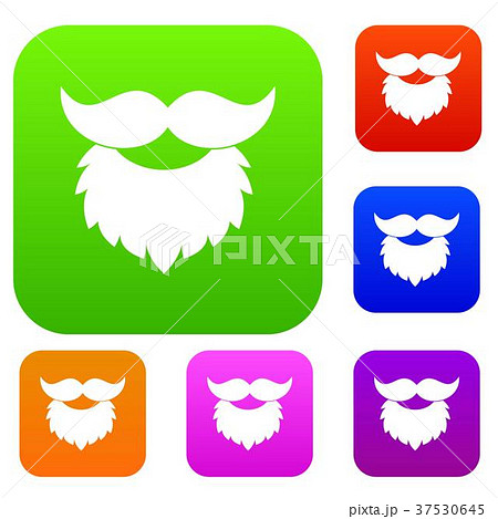 Beard and mustache set color collection 37530645