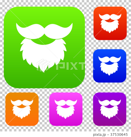 Beard and mustache set color collection 37530645