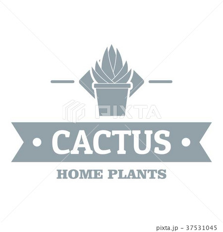 Pot cactus logo, simple gray style 37531045