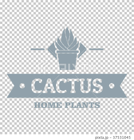 Pot cactus logo, simple gray style 37531045