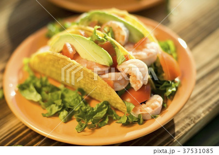 Two Shrimp Tacos with Avocado Two Shrimp Tacos with Avocado 37531085