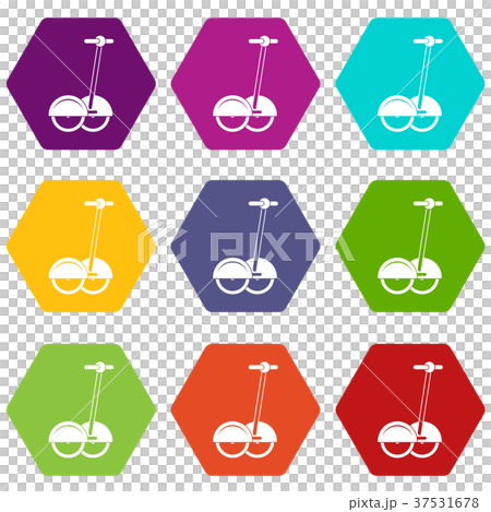 Alternative transport vehicle icon set color hexahedron Alternative transport vehicle icon set color hexahedron 37531678